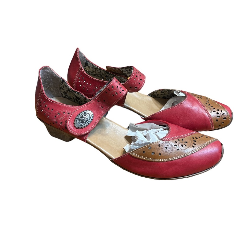 Reiker Antistress Red Kitten Heel Shoe Size 40 Gem